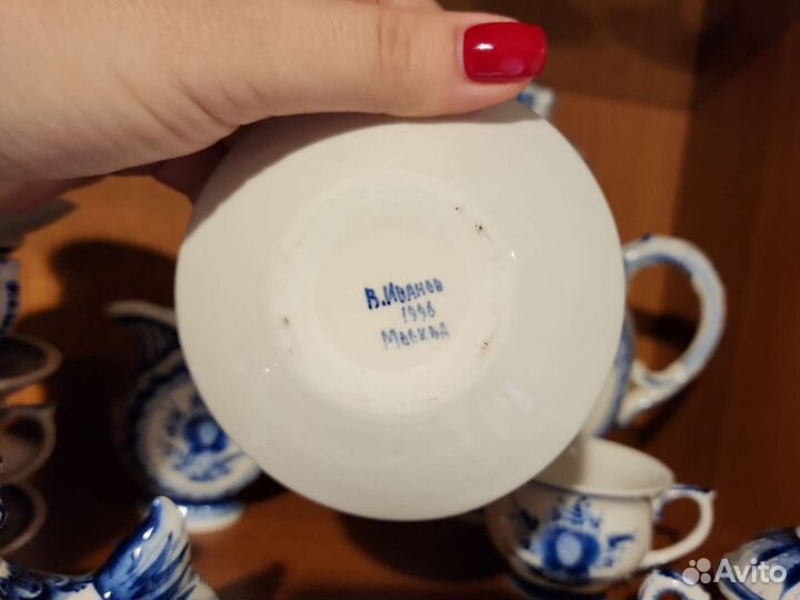 Сервиз гжель ручной работы 1996г