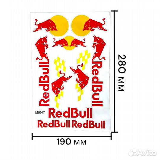 Наклейки для мотоцикла Red Bull 190х280 мм MT047