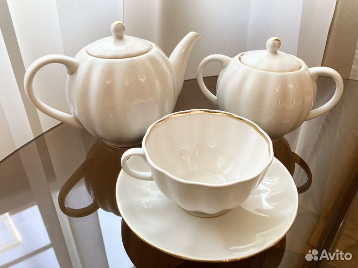 Новый ифз Сервиз чайный Тюльпан Белоснежка