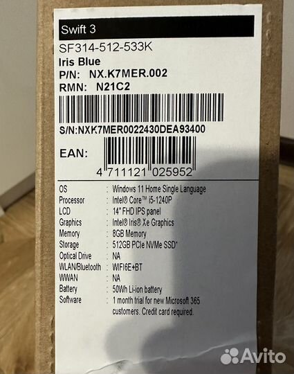 Новый Acer Swift 3 SF314-512 (NX.K7MER.002)