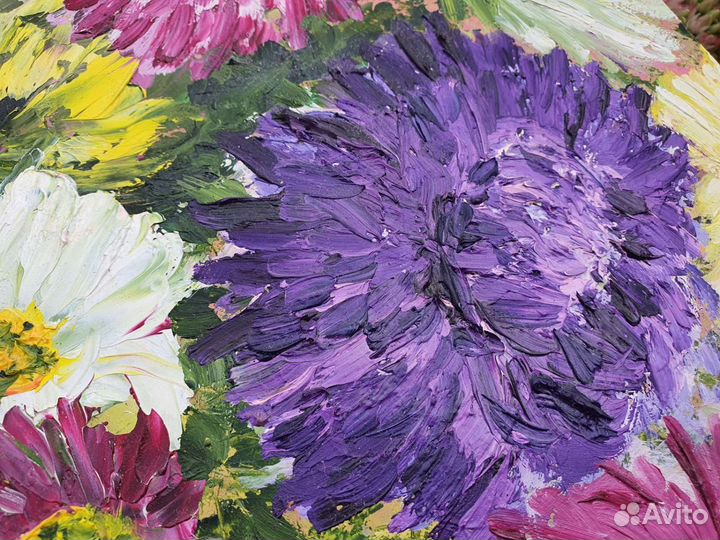 Картина маслом. Астры