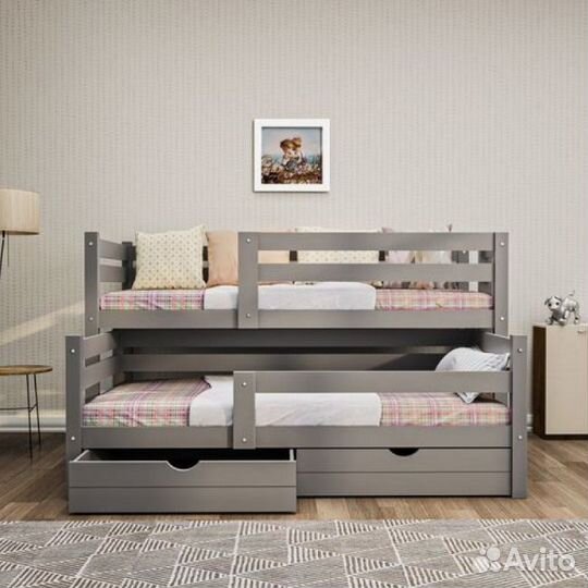 Детская кровать из березыс выкатным местом