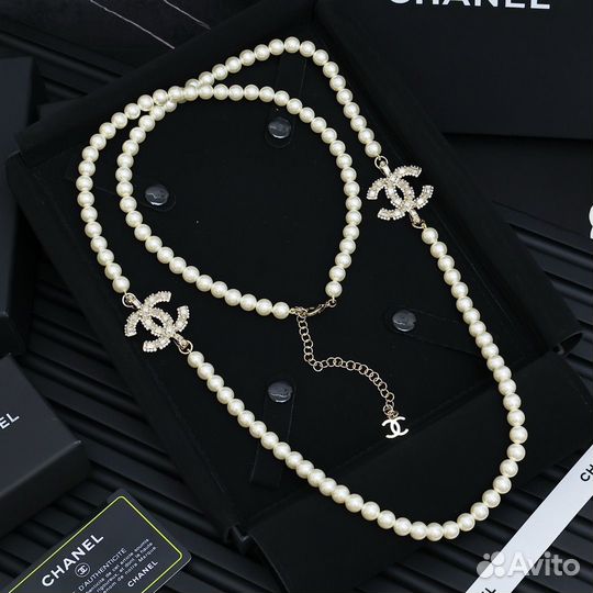 Chanel колье жемчужное со стразами