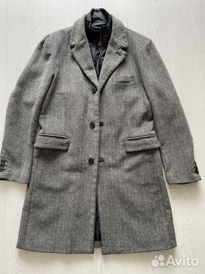 Мужское пальто демисезонное zara серое 48 р