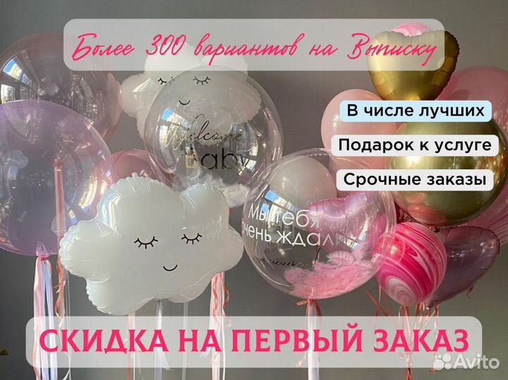 Воздушные шары на выписку из роддома, гелиевые шар