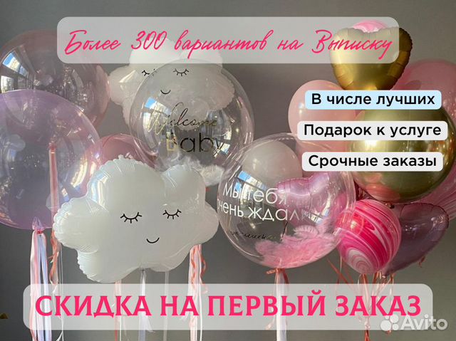 Воздушные шары на выписку из роддома, гелиевые шар