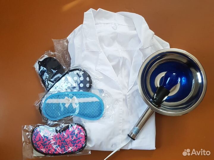 Синяя лампа, медицинский халат муж., маска д/сна