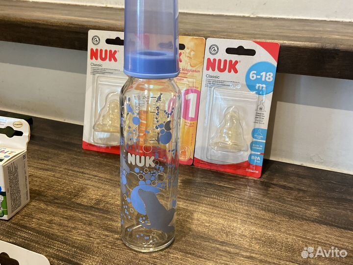 Соски бутылочные и бутылка
