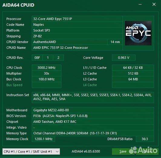 Рабочая станция AMD Epyc 7551p + Gigabyte MZ32-AR0