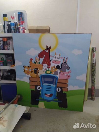 Картинка синий трактор