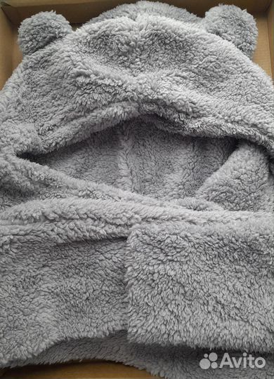 Новая плюшевая шапка с ушами 3 в 1, шарф и варежки