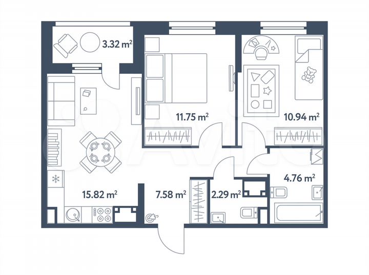 3-к. квартира, 54,8 м², 18/25 эт.