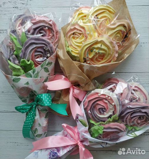 Сладкое безе, букеты из меренги, топперы в торт