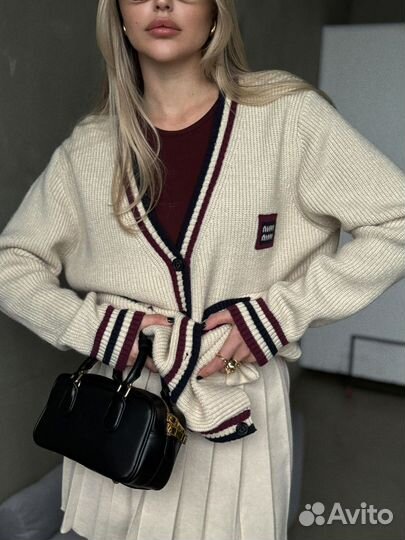 Кардиган miu юбка miu miu лонгслив