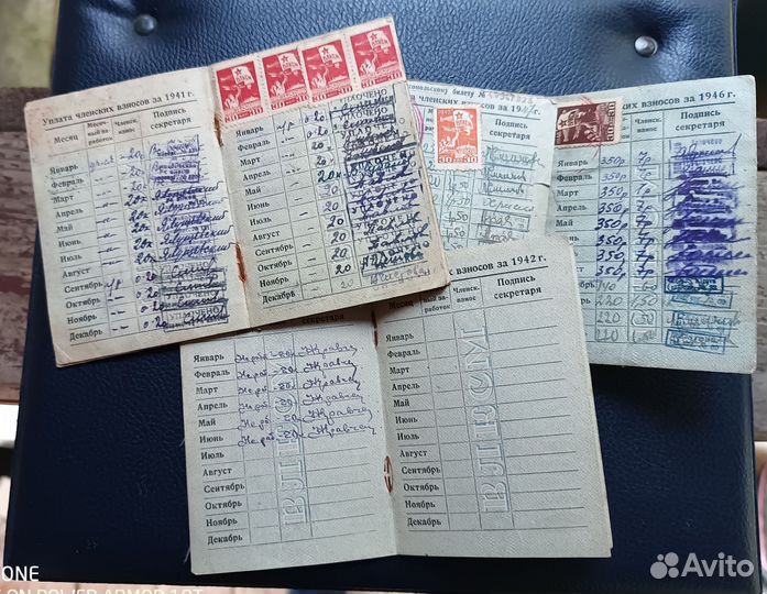 Комсомольские билеты 1940-е, винтаж СССР