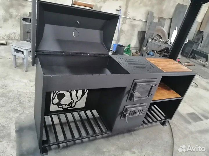 Мангал с печью под казан