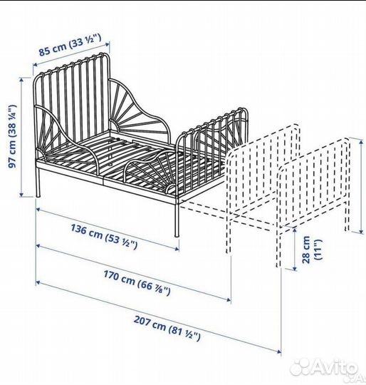 Детская кровать IKEA minnen с матрасом