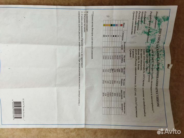 Канва с рисунком и схема для вышивки