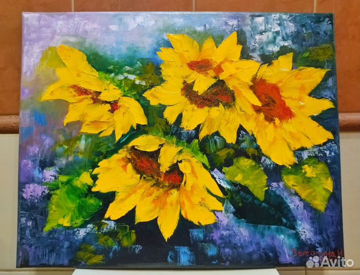 Картина маслом на подрамнике Цветы солнца