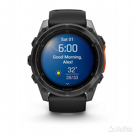 Garmin Fenix 8 - 51 мм, Amoled, серый, черный силиконовый ремешок