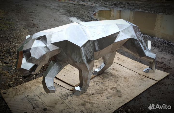 Пантера Полигональная фигура из металла