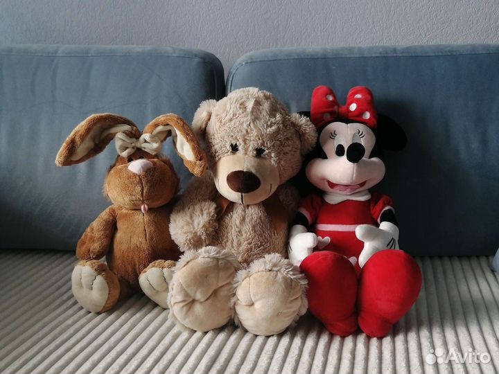 Большая мягкая игрушка Минни маус, медведь, заяц