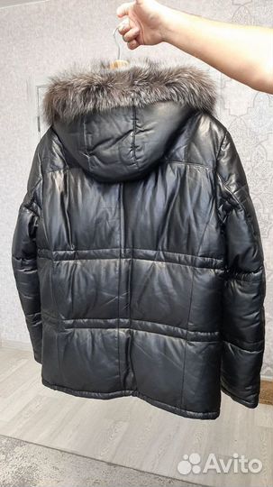 Мужская зимняя кожаная куртка с мехом