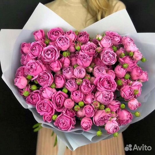 Букеты из Пионовидных кустовых Роз с Доставкой