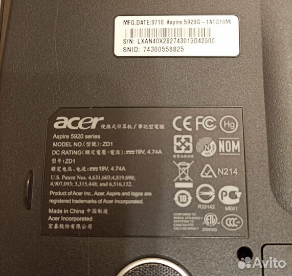 Ноутбук Acer Aspire 5920G ZD1
