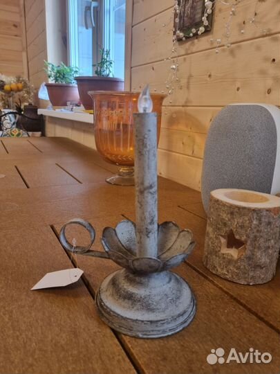 Подсвечник состаренный светодиодный