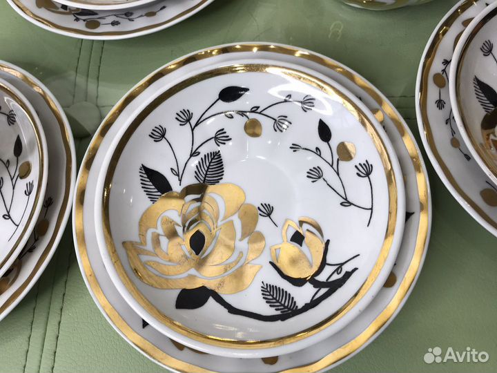 Кофейный сервиз Вербилки «Золотая роза»