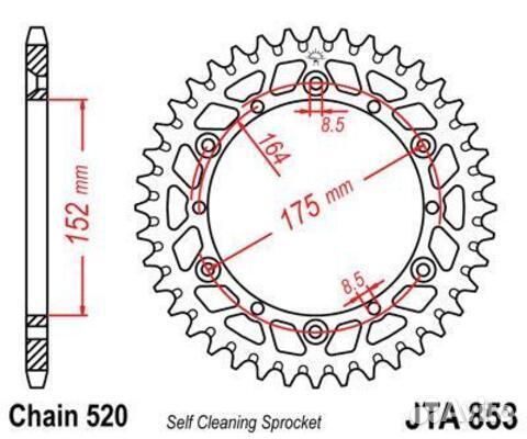 Звезда ведомая алюминиевая JTA853 50