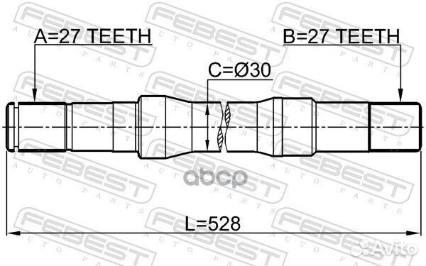 Вал полуоси правой с подшипником 27X527X27 Capt