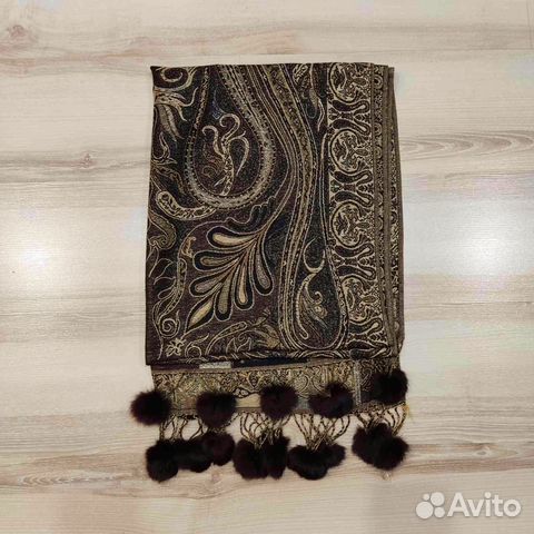 Палантин из кашемира с мехом кролика