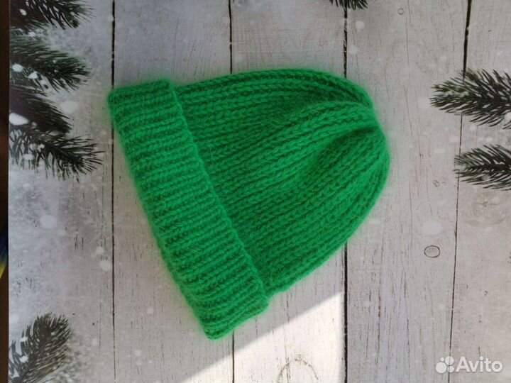 Шапка зимняя вязаная из пуха норки