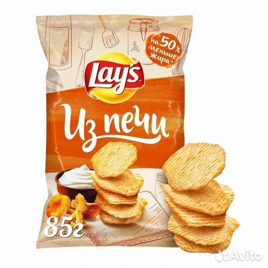 Чипсы LAY'S Из Печи Лисички в Сметане 85г (опт)