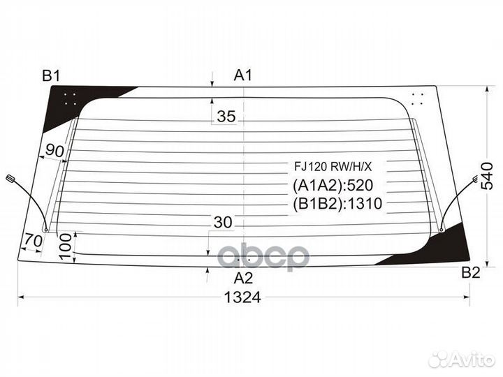 Стекло заднее с обогревом (без отв.) toyota LAN