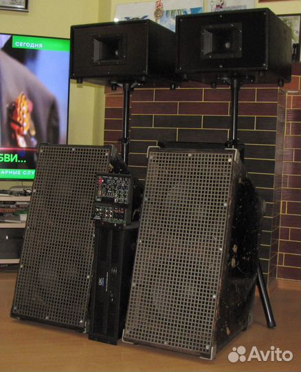 Колонки F.Audio 2100W Рупоры Усилок Микшер Штативы