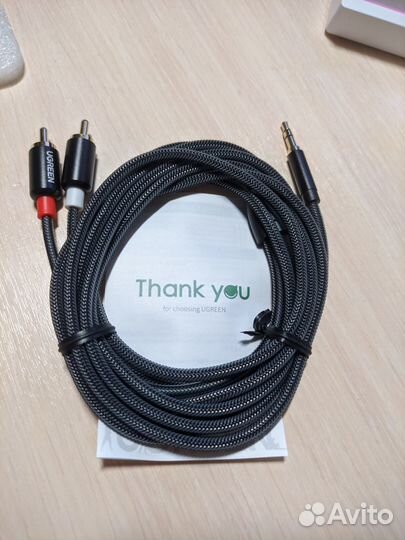 Аудиокабель HI-FI Ugreen 2RCA - 3.5mm Jack 2м