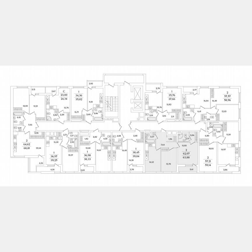 2-к. квартира, 63,9 м², 9/17 эт.