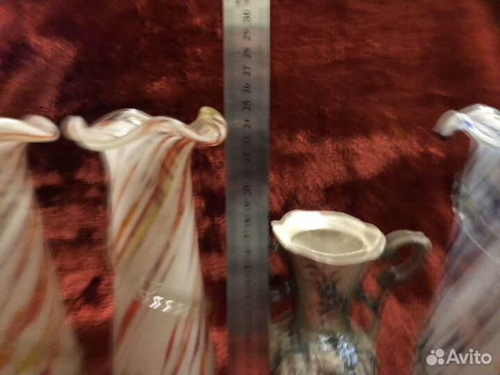 Вазы разные лфз гутное и цветное стекло и тд