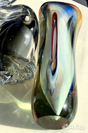 Чешское цветное стекло Ваза