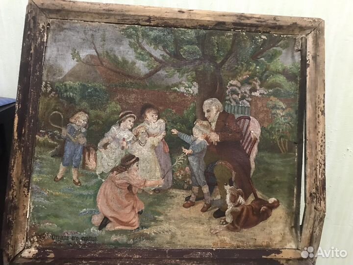 Старинная картина, холст 49-41 см