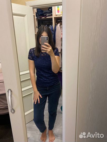 Блузка в офис кружевная с коротким рукавом