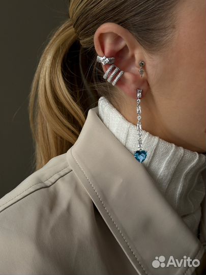 Кафф тройной с фианитами