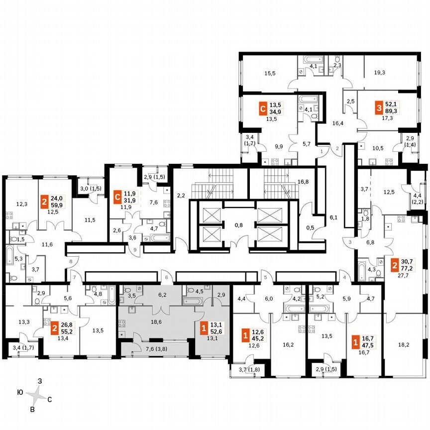 1-к. квартира, 52,6 м², 4/4 эт.