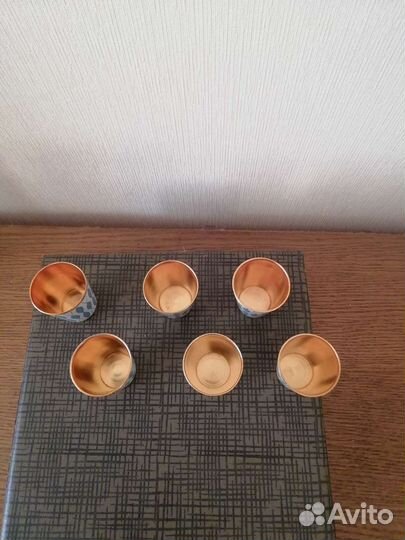 Набор мельхиоровый рюмок в эмале СССР