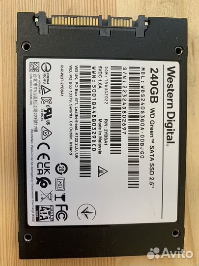 Жесткий диск Western Digital 240gb ssd 2,5
