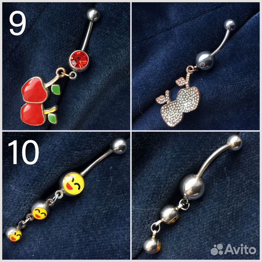 Пирсинг в пупок (мед.сталь, серебро)