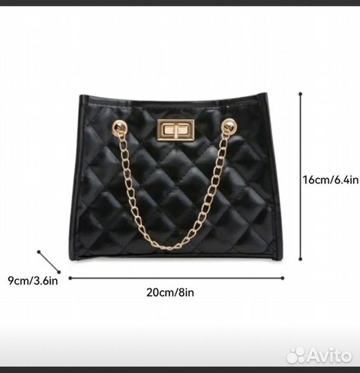 Мягкая женская сумка в клетку. Чёрная